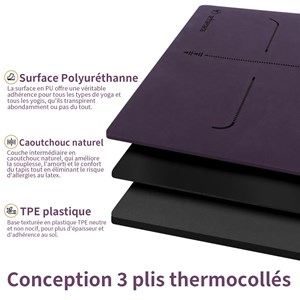 Tapis yoga pu 6mm chakras violet + sac