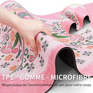 Tapis de yoga 6mm mandala rose + sac
