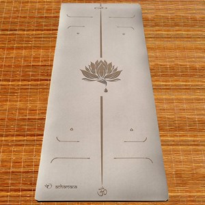 Tapis yoga pu 6mm lotus beige +sac liège