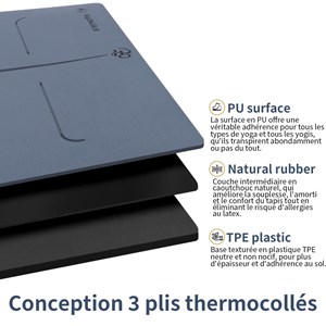 Tapis yoga pu 6mm lotus bleu + sac liège