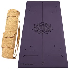Tapis de yoga pu 6mm violet + sac liège