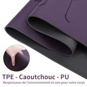 Tapis de yoga pu 6mm violet + sac liège