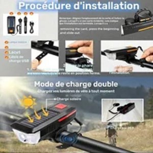 Phare et klaxon solaire - rechargeable