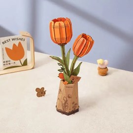 Maquette bois fleur - tulipe orange