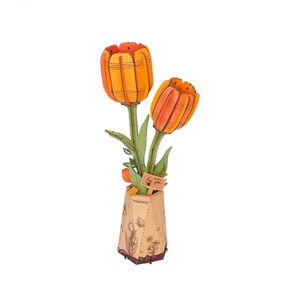 Maquette bois fleur - tulipe orange