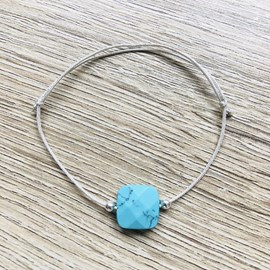 Bracelet cordon mia turquoise argent