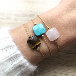 Bracelet cordon mia œil de tigre argent