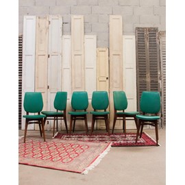 Lot de 6 chaises en vinyle et bois n°1098