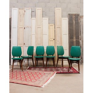 Lot de 6 chaises en vinyle et bois n°1098