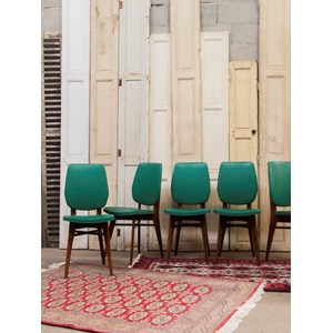 Lot de 6 chaises en vinyle et bois n°1098