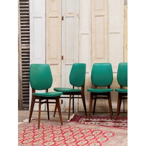 Lot de 6 chaises en vinyle et bois n°1098