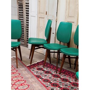 Lot de 6 chaises en vinyle et bois n°1098