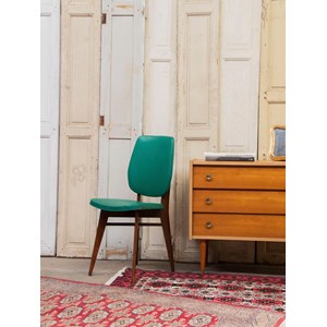 Lot de 6 chaises en vinyle et bois n°1098