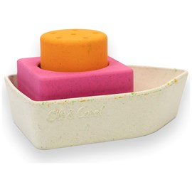 Jouet de bain bateau en caoutchouc orange
