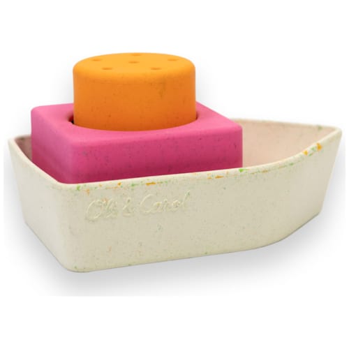 Oli and Carol - Jouet de bain bateau en caoutchouc orange