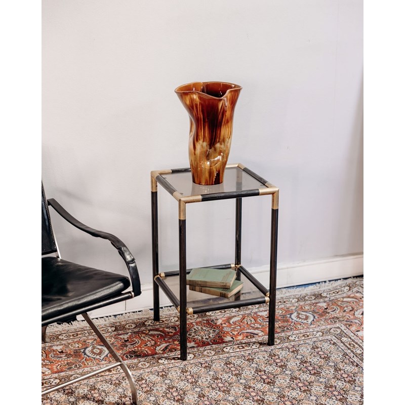 Table d'appoint en métal et verre n°720