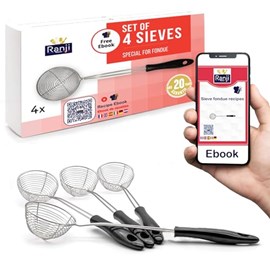 Lot de 4 passoires en acier inoxydable - épuisettes pour fondue