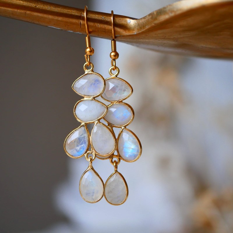 Boucles pierre lune arc-en-ciel mayra