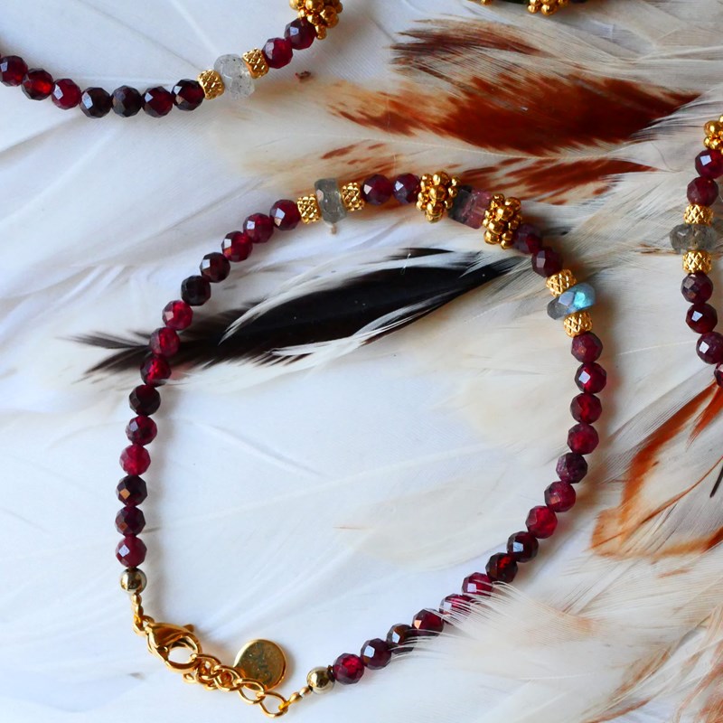 Bracelet rohini - grenat labradorite tourmalines