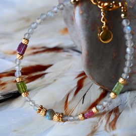 Bracelet jyotish - labradorite tourmalines multicolores