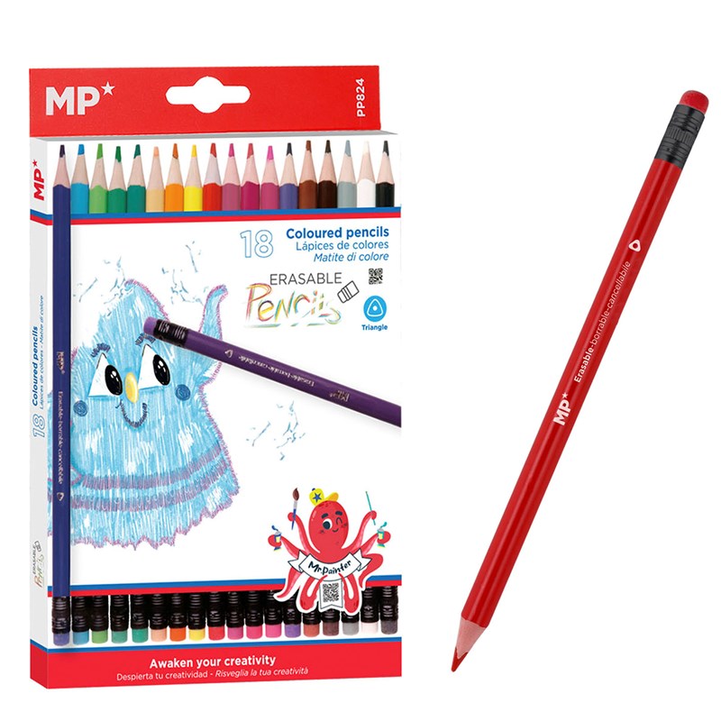 Crayons de couleur gommables 18 uds.