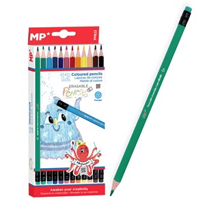 Crayons de couleur gommables 12 pièces.