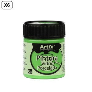 Pack de 6 uds. Peinture céramique et verre 45 ml couleur vert clair