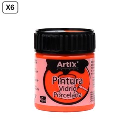 Pack 6 uds. Pinture céramique et verre 45 ml couleur orange