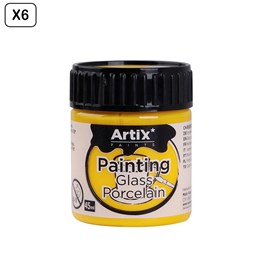 Pack 6 uds. Peinture céramique et verre 45 ml couleur jaune