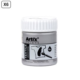 Pack de 6 uds. Pinture textile argent métallisé 45 ml