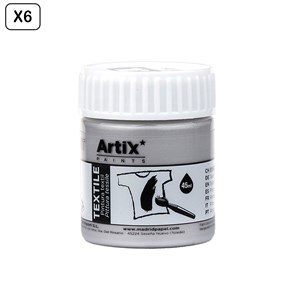 Pack de 6 uds. Pinture textile argent métallisé 45 ml