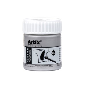 Pack de 6 uds. Pinture textile argent métallisé 45 ml