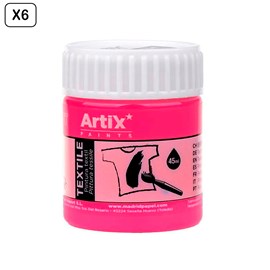 Pack 6 uds. Peinture textile rose néon 45 ml