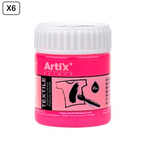 Pack 6 uds. Peinture textile rose néon 45 ml