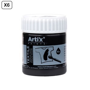 Pack 6 uds. Peinture textile noir 45 ml