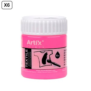 Pack de 6 uds. Peinture textile rose 45 ml