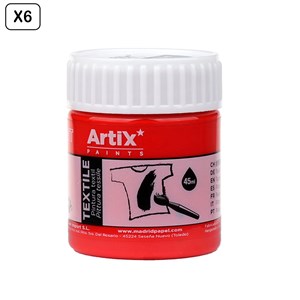 Pack de 6 uds. Peau textile rouge 45 ml