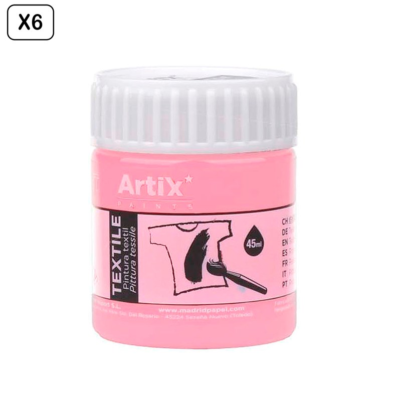 Pack 6 uds. Peinture textile rose pale 45 ml