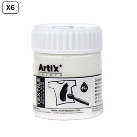 Pack de 6 uds. Pinture textile blanc 45 ml