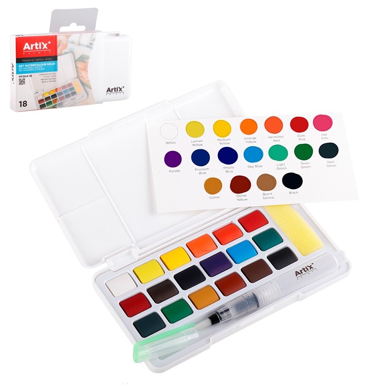 Peinture aquarelle solide 18 couleurs