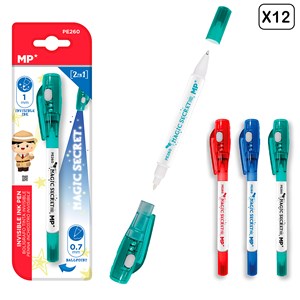 Pack 12 uds. Boligraffe ink invisible magic secret 2 en 1