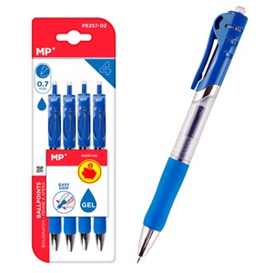 Ensemble stylo à encre gel point 0.7 mm 4 pces.bleu