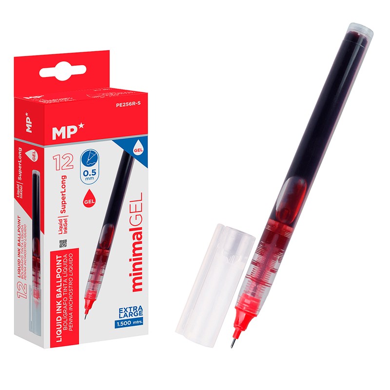 Pack 12 stylos encre rouge pointe aiguille 0,5 mm