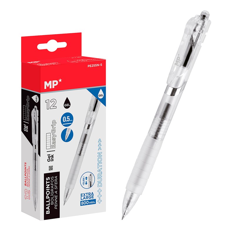 Pack 12 stylo à encre gel pointe 0.5 mm noir