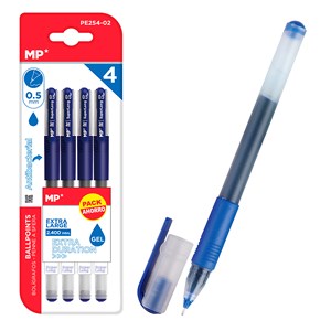 Ensemble de stylos à encre gel point 0.5 mm 4 uds bleus.