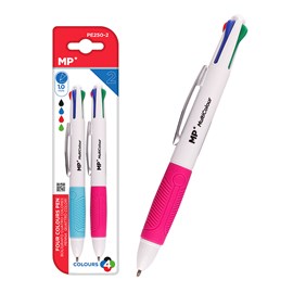 Ensemble bic 4 couleurs 1,0 mm 2 unités. Corps blanc.