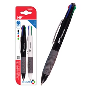 Ensemble bic 4 couleurs 1.0 mm 2 pcs. Corps noir ou blanc.
