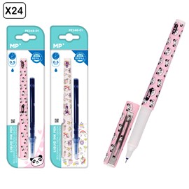 Pack 24 uds. Boligraphe encre liquide pointe avec recharge 0,5 mm.