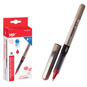 Pack 12 stylos encre liquide point bille rouge