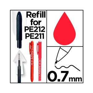 24 packs remplacement pour stylo gommable rouge 3 uds.